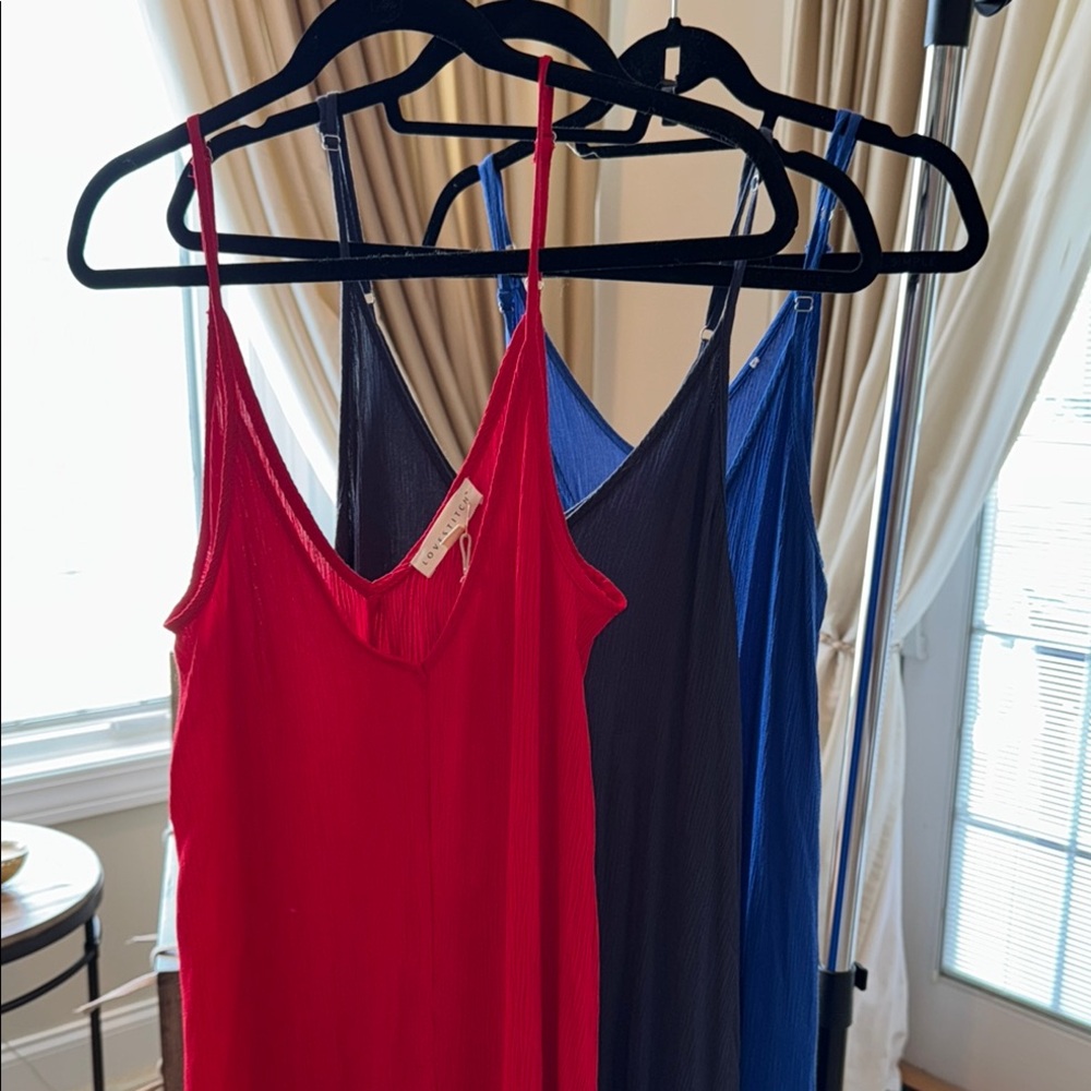 Elegant Red, Navy, and Blue Slip Dresses